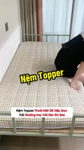 Nệm topper êm và dễ xếp gọn di chuyển nữa #nệm #nemtopper #trangtriphongngu 