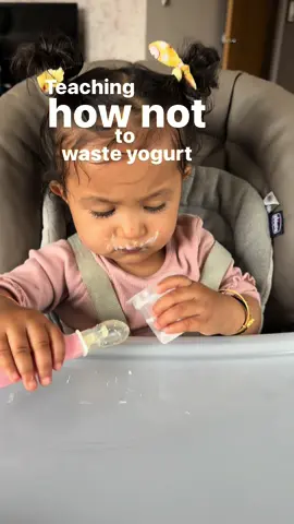 Sayesha’s yogurt policy: Yogurt goes in the tummy or in the compost—never in the trash!  She loves the @yeovalley baby yogurts. . . . #gobabygo #babytok #cutebaby #toddleroftiktok #babyoftiktok #happybaby #babyactivities #babygirl #toddlerlife #babyreels #13monthsold