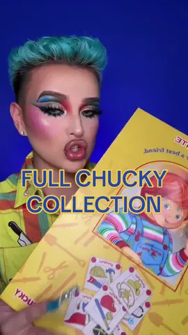 im obssessed with the entire chucky x glamlite collection!! theres only 49 left so grab the PR box while shes still available 💙🩸 #chucky #glamlite #viral #fyp #makeup 