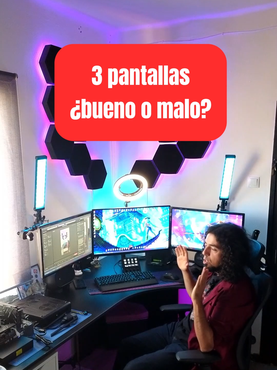 Setup gamer y battlestation / workstation de 3 pantallas, ¿bueno o malo? ¿distraen o son útiles? #setupgamer #GamingSetup #triplemonitor #battlestation