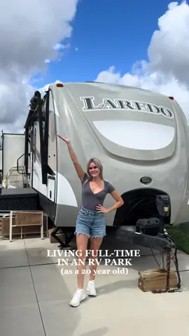 Who wants to see the patio renovation?!😁 #campergirl #rvlife #Lifestyle #rvpark #camperliving #satisfying #moving 