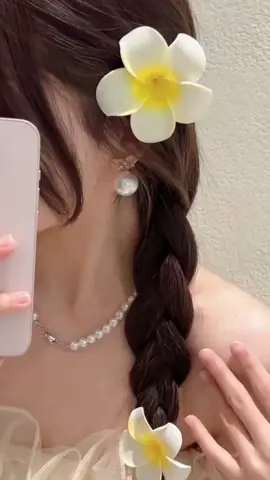3pcs Plumeria Hairpin Hawaiian simulation flower hair clips cute hair accessories for women#fashiontiktok #foryou 