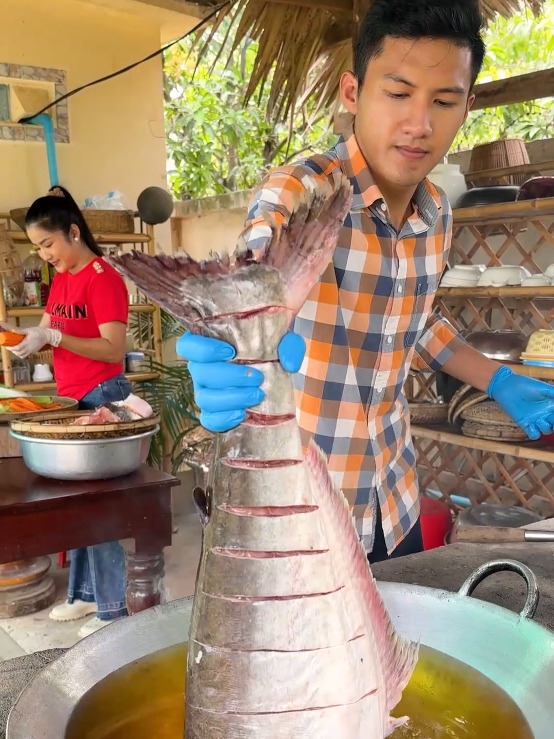 Yummy big fish cook with bamboo shoot