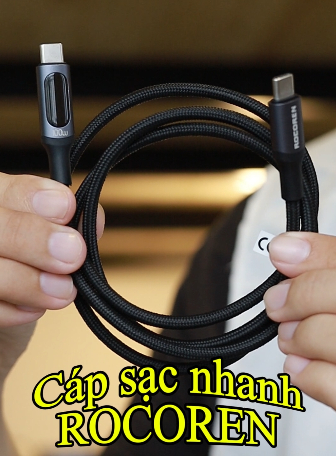 Cáp sạc nhanh 100W ROCOREN có màn hình led đo công suất  #capsacnhanh #capsacnhanh100w #capsacnhanhiphone #capsactudongngat #capsacgiare #rocoren #duymereview