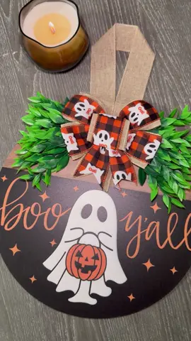 The cutest door hanger for halloween👻  #spooky #ghost #halloween #doorhanger #halloweenishere #halloweendecor 