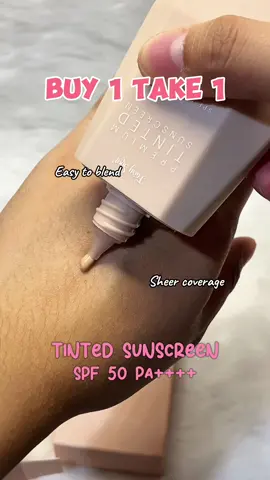 BUY1TAKE1 Fairy Skin Tinted Sunscreen for only ₱349 sissy gurls! 🥹🌸🎀 My must have sa akon make up look ganda sa skin must try to 🫶 #fairyskin #tintedsunscreen #sunscreen #sheercoverage #evenoutskintone #easytoblend #pink #skintone #skincareinone #premiumsunscreen #Fairy Skin Suns Creen #tiktokfind #makeupbase #basemakeup #base #moisturizer #moisturizing 