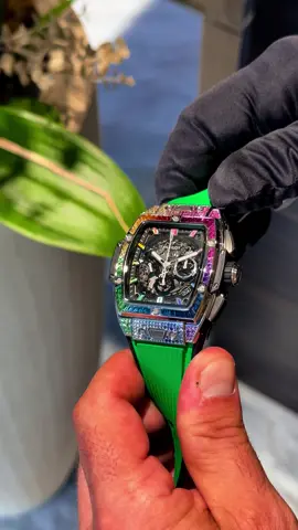 Unleash your bold side with the Hublot Spirit of Big Bang Titanium Rainbow. 🌈✨ A masterpiece of innovation and elegance, this 42mm beauty combines high-tech titanium with a spectrum of dazzling gemstones. A true statement piece for those who dare to stand out. #horology #luxury #tourbillon #watches #hublot 