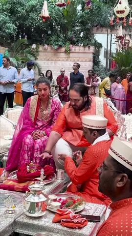 The entire Ambani family welcomes Ganpati Bappa to their home with  devotion and enthusiasm. A tradition started several years ago by young Anant Ambani is extra special this year, being the first one with his wife Radhika by his side. 💛 #GaneshChaturti 