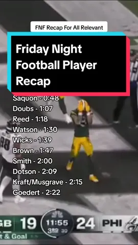 Friday Night Football Recap For All Relevant Fantasy Football Players #fantasyfootball #fantasyfootballadvice #jordanlove #jalenhurts #saquonbarkley #joshjacobs #ajbrown #49erswalterpicks 