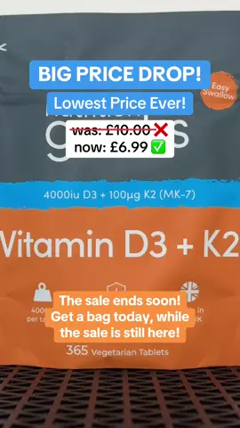 This deal won’t last long, get your Nutrition Geeks Vitamin D3 + K2 for only £6.99 now! #vitamind3k2 #vitamins #supplements #supplementsthatwork #nutritiongeeks #highcortisol #vitamindeficiency 