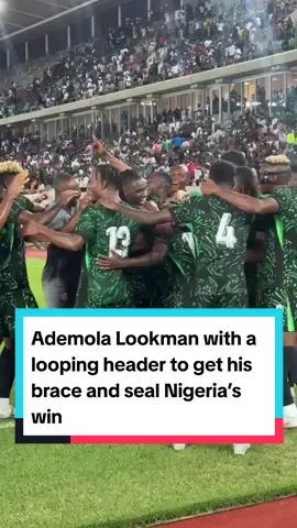 Ademola Lookman with a looping header to get his brace and seal Nigeria’s win in an emphatic 3-0 win over Benin Republic 🇧🇯 in Uyo. Great start to the AFCON 2025 qualifiers for Nigeria 🇳🇬  #54FxAFCON2025Q  #africanfootball  #football  #sports 