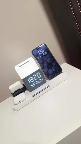 Improve your desk setup with a 5-in-1 charging station!   Keep your devices organized and fully powered.   Perfect for a clutter-free nightstand or workspace.   Sleek design that fits any modern setup.   #DeskSetup #NightstandEssentials #TechOrganization #ChargingStation #wirelesscharger #techmortal #techmortaldeals #bedroomorganization #clutterfree #clutterfreeliving 