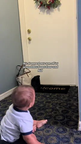 Glad she opened the door quickly because he wasn’t happy 🤣  #trend #surprise #droppingbabywithgrandma #grandma #baby #babyboy #mom #momlife #fyp #viral #MomsofTikTok #momlife @JAM_FAM 