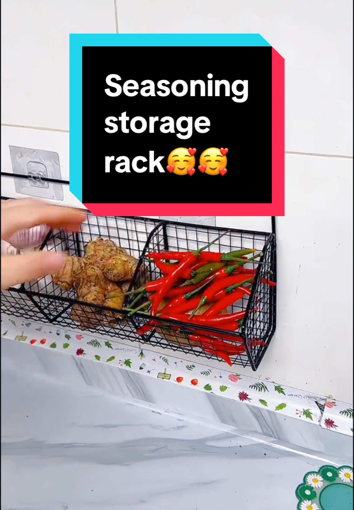 Kitchen onion ginger garlic storage basket wall-mounted seasoning rack holeless hanging#onion #ginger #basketrack #rack #storagerack 