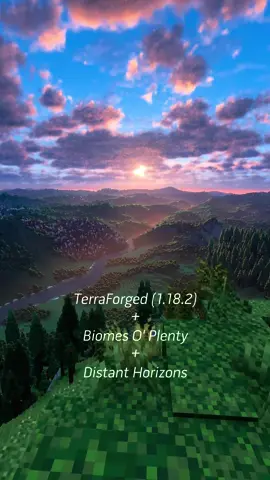 Flying as a bird in the evening🦅👁🌆 | TerraForged (1.18.2) + Biomes O' Plenty🌲🌾