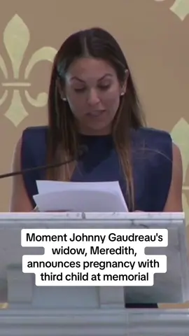 'A FAMILY OF 5' Meredith Gaudreau, the widow of NHL star Johnny Gaudreau reveals she is expecting the couple’s third child, during a eulogy at a memorial service for Johnny and his brother Matthew on Monday. Link in bio for more