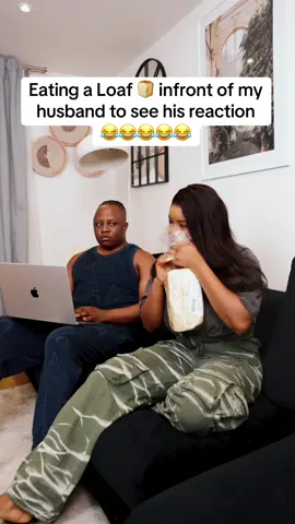 Eating a Loaf 🍞 infront of my husband to see his reaction 😂😂😂😂😂#viral #foryou #funny #husbandwife 