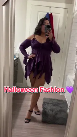 Cute Halloween Dress Outfit 🔥🔥🔥 Loooooove!! So ready for my halloween events! Need this dress in black tho! 🖤🖤🖤 #halloweenlook #halloween #halloweenoutfits #dress #fashion #halloweenfashion #FitTok #fitcheck #dressoutfit #purple #curvytiktok #curvyfashion #curvy #fy 