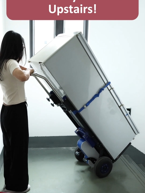 Using electric stair climbing hand truck to transport heavy furniture upstairs easily. #dolly 