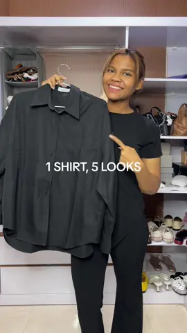 1 black shirt, many looks 🖤  #stylingtips #OOTD #fashiontok #grwm #fitcheck #fits 
