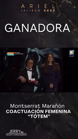 ¡Muchas felicidades @montserratmaranon! 👏🏻 Ganadora del premio Ariel a Mejor Coactuación Femenina por “Tótem”. 🎬✨ Un reconocimiento merecido a nuestro #TalentoJerry en los #Ariel2024. 😌 #Actriz #Premiación #Cine #Ganadora