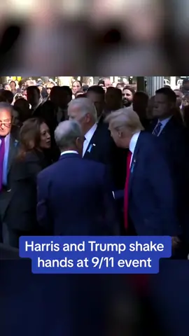 Kamala Harris and Donald Trump politely shook hands at an event in NYC to honor the victims of the 9/11 attacks. This comes the morning after a heated debate between the two presidential candidates. #trump #Donaldtrump #debate #kamalaharris #election #vote #democrat #republican 