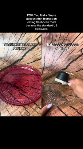 It’s not about restricting it’s about ✨balance and modifications ✨ The balanced plate still has: ✅ Rice but instead of 2 cups we’re opting for 1/2 cup ✅ More beans because fiber is important (extra protein 😉) ✅ Protein is usually good for Caribbean meals so no worries there ✅ Non starchy vegetable  ✅ Plantain but instead of deep frying they were air fried Your cultural foods DESERVE to be part of your fitness journey since, you know, it’s for life or whatever 😏💪🏽 🔗 Fit Caribbean Kitchen Recipe Book 🔗 in bio.  #caribbeanfood #caribbeanmealprep #portioncontrol #caribbeanmeals #dominicanfood #thefitcaribbeankitchen #caribbeantok 