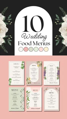 🌟Wedding Food Menus🍽️ 🍽️ Impress Your Guests With Elegant, Personalized Wedding Menus! 🍷  Create An Unforgettable Dining Experience With Our 10 Wedding Food Menus Templates On Canva, Designed To Reflect The Essence Of Your Big Day. 🌟 #digitalmarketing #weddingplanner #canvatemplates #weddingplanning #canvadesign #weddingmenu  #weddingideas 