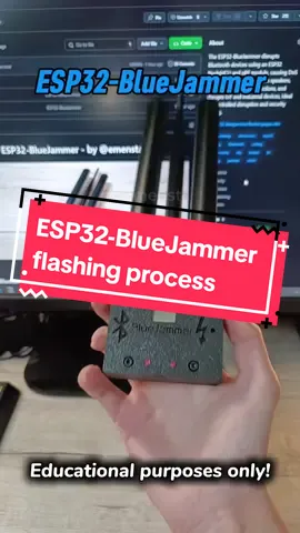 Flashing process | how to flash ESP32-BlueJammer | Educational purposes only! #esp32 #bluejammer #jammer #bluetooth #ble #wifi #rc #nrf24 #flashing #webflasher #easy #tutorial #process #showoff #learn #educationalpurposesonly #cybersecurity #pentesting #bluetoothjammer #blejammer #wifijammer #rcjammer #antidrone #safety 