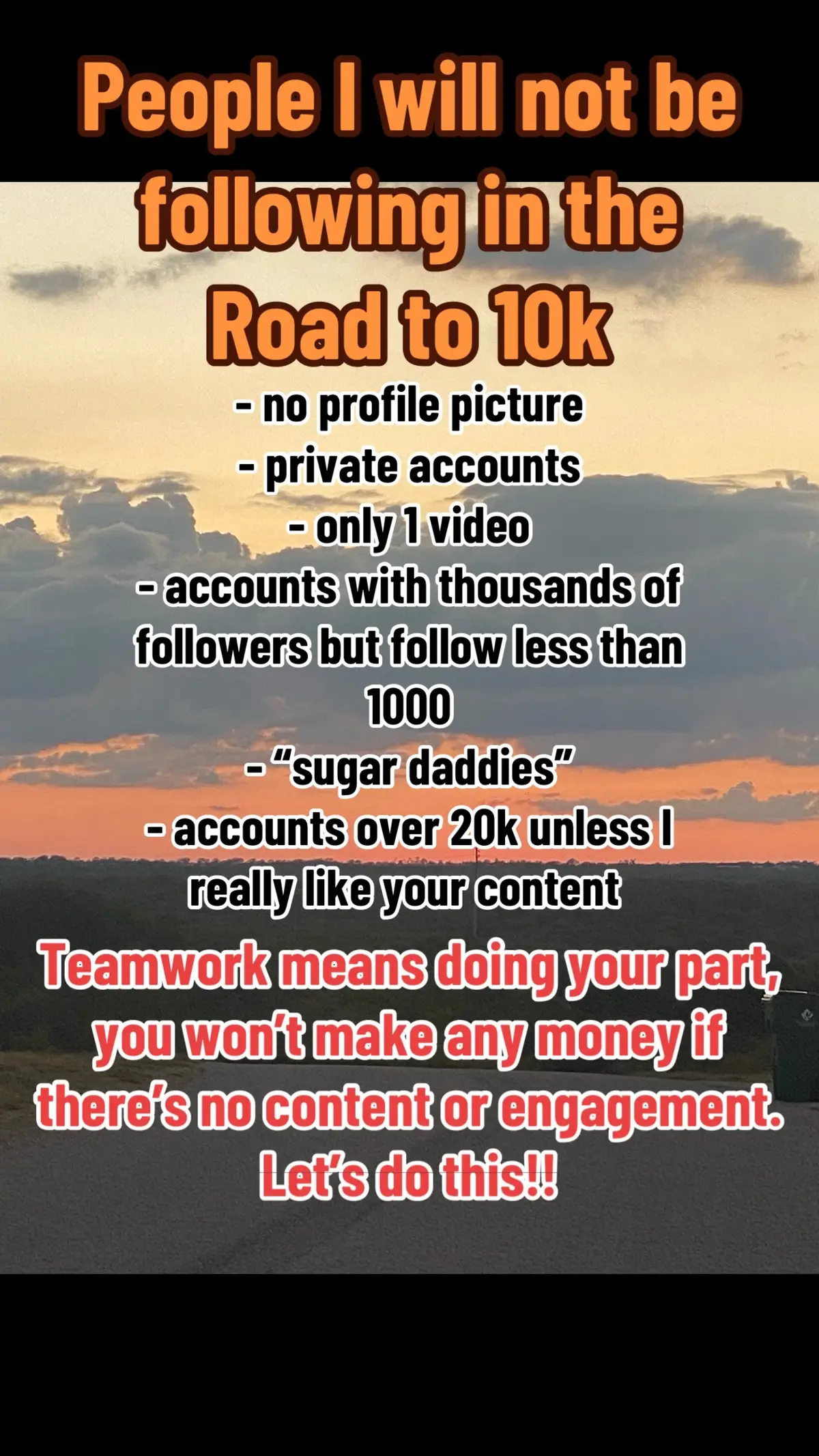 Road to 10k means following and supporting. The onky way your followers isnt growing is if you arent folowing the poster snd those who like your comment. Teamwork is about support and thats how we all grow #teamwork #roadto10k #roadto5k #followtrain #igotyou #imhereforit #letsdothis #letsgo 