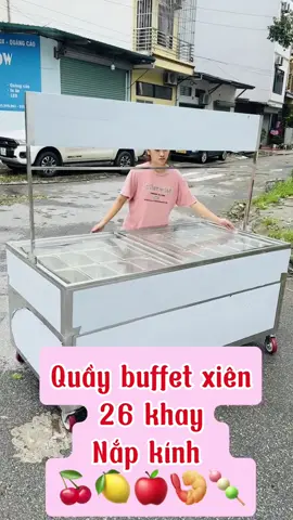 Quầy buffet xiên 26 khay nắp kính #xuhuongtiktok #thungdainox #thungdainoxcokhaytopping #quayphacheinox #toppingtrasua #buffetxiensach 