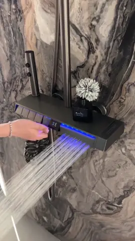 Shower #System #Thermostatic #Piano Key Shower Faucet Set with #Digital Display Ambient #Lights Shower Combo Set with 12