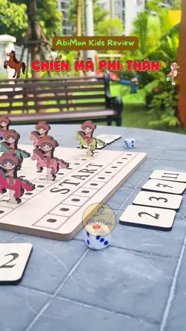 🐎 Mang cả trường đua ngựa về nhà, chắc chắn sẽ mang lại những giây phút hồi hộp, và vui nhộn ạ 😂 #abimonkids #dochoigo #trochoidangian #dochoihottrend #montessori #duangua #dochoichobe #dochoigiaoduc 