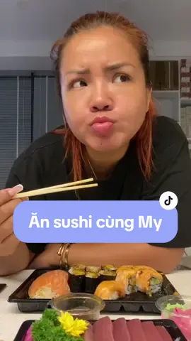 Tối nay lại ăn hơi trễ 🥹🤭 #eatwithme #sushi #mukbang #ATKOC 