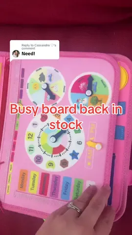 Replying to @Cassandra ♡  the busy boards are back in stock!! They are the perfect gift too for birthdays or holidays! #busyboard #busyboardforbaby #babytoy #toddlertoy #montessori #montessoritoddler #montessoribusyboard #MomsofTikTok #momsoftoddlers #momoftwins 