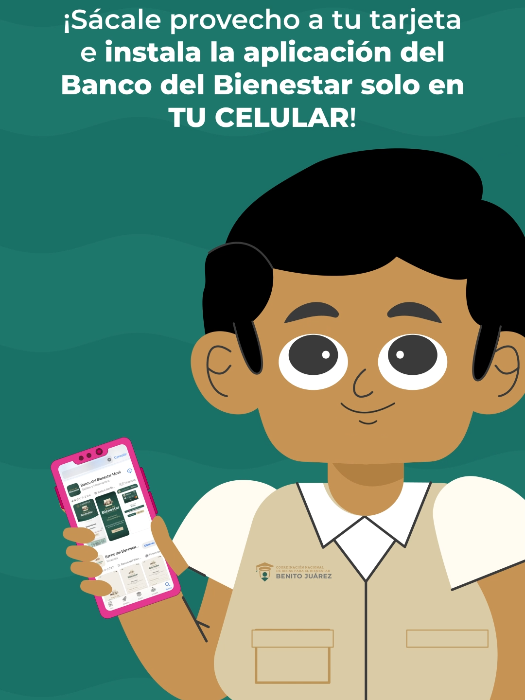 ¡Sácale provecho a tu tarjeta del @bancodelbienestar! 💳✨ #Benito te explica los 5️⃣ pasos que debes seguir para instalar la app del #BancoDelBienestar ÚNICAMENTE en tu celular 😎📱 #Becas #BecasBenitoJuárez #CNBBBJ #Bancarización