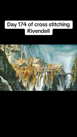 I am 97% done with this page and I am trying to complete it before moving on☺️ #crossstitch #needleart #lotr #rivendell 