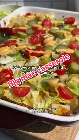 HEALTHY BIG MAC CASSEROLE 🍔✨ I've got the perfect weeknight dinner recipe that everyone will LOVE! This casserole tastes just like your favourite comfort meal from McDonalds, comes together in only 45 minutes, and is packed with wholesome ingredients!! 2.5 cups water 1 lb white potatoes chopped into 2 inch pieces 2 lbs ground beef or turkey 1 cup yellow onion diced 1 cup carrot shredded (optional) 1 cup zucchini shredded (optional) 1 teaspoon paprika ½ teaspoon salt ½ teaspoon garlic powder ½ teaspoon onion powder 2 cups cheddar cheese shredded Toppings: Sliced pickles Chopped lettuce Chopped tomatoes Sesame seeds Sauce: 3 tablespoon thick yogurt e.g. plain greek yogurt 1 tablespoon mayonnaise 1 tablespoon ketchup 2 tablespoon yellow mustard 1 teaspoon pickle juice ¼ teaspoon paprika 3 teaspoon apple cider vinegar  #easymeals #healthydinner #highprotein #weeknightdinner #proteinpacked #easyrecipeideas