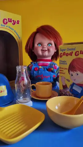 Breakfast at Chucky's  . . . . . . . . . . . . #chuckydoll #childsplay1988 #goodguys #muñecochucky #goodguydolls #customdolls #siliconedoll #siliconechucky 