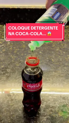Coloque DETERGENTE na COCA-COLA e veja o RESULTADO... 😱 #detergente #cocacola #dicas 