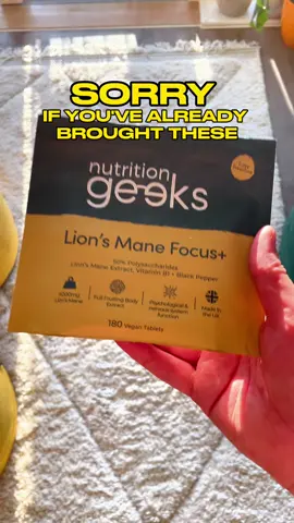 Lion's Mane from Nutrition Geeks is on Flash Sale now. If you've been thinking about it, now is the time. #lionsmanemushrooms #Lionsmane #NutritionGeeks #Supplements