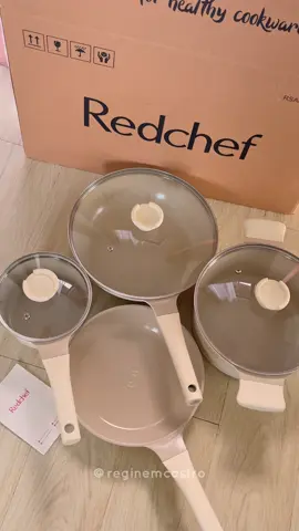 Adulting:  new cookware makes you happy 🤍👩‍🍳 #fyp #foryou #redchef #ceramic #nonstick #cookwareset #redchefcookware #kitchenrecos #kitchenware 