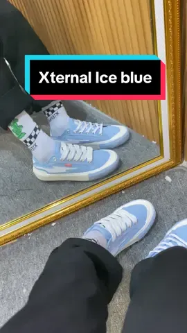 Sepatu Xternal Ice Blue, kalian team tali apa nih? #sepatusneakers #xternalstepsure #lokalbrand #outfitinspo🔥 #sepatulokal #outfitinspo 