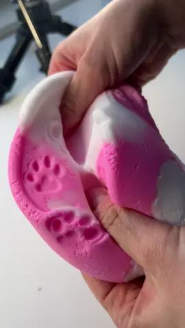 Do you like cats or dogs or both? 👀🐶🐱 send this video to someone that LOVES cats 🤭 this slime is so so soft and fluffy and smells like strawberries 🍓 it also comes with a handmade (yes, handmade 😏) cat paw charm 🥹 available online at mushslime.com 🐾 #asmr #slime #capetown #southafrica #fyp 