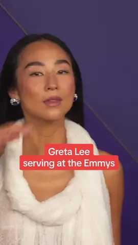 Greta Lee is serving on the red carpet and we are eating it up. 😋  #GretaLee #Emmys #Fashion #redcarpet 