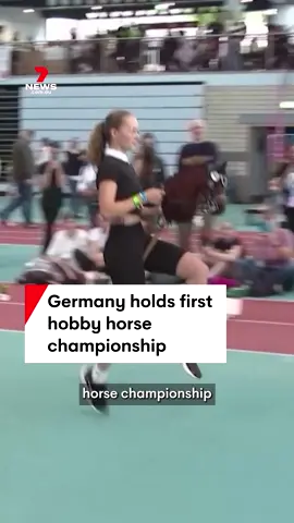 Germany has held its first hobby horse championship in which competitors on their wooden stick horses were scored across various categories. #hobbyhorse #hobbyhorsejumping #hobbyhorsegermany #horse #horsejumping #horsecompetition #Germany #7NEWS