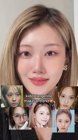 kidol tangerine makeup trend & tips 🍊✨   Ive been seeing many idols use tangerine colors in their makeup so i tried to recreate that look with tips for each step  Products used: Jsm essential skin nuder cushion fair @etudeofficial.global bare edge slim brow light brown & kissme heavy rotation brow mascara 54 @Peripera whisper of milky spring Kissme liquid eyeliner brown @glow glitter pleasures @fwee jcurling mascara & ccambbak lashes 11mm thick @shu uemura m521  @Diorbeauty dolce vita & lip gloss  . . . #fyp #kidolmakeup #kmakeup #kbeauty #kbeautytips #kbeautytrend #idolmakeup #tangerinemakeup #makeup #makeuptrend 