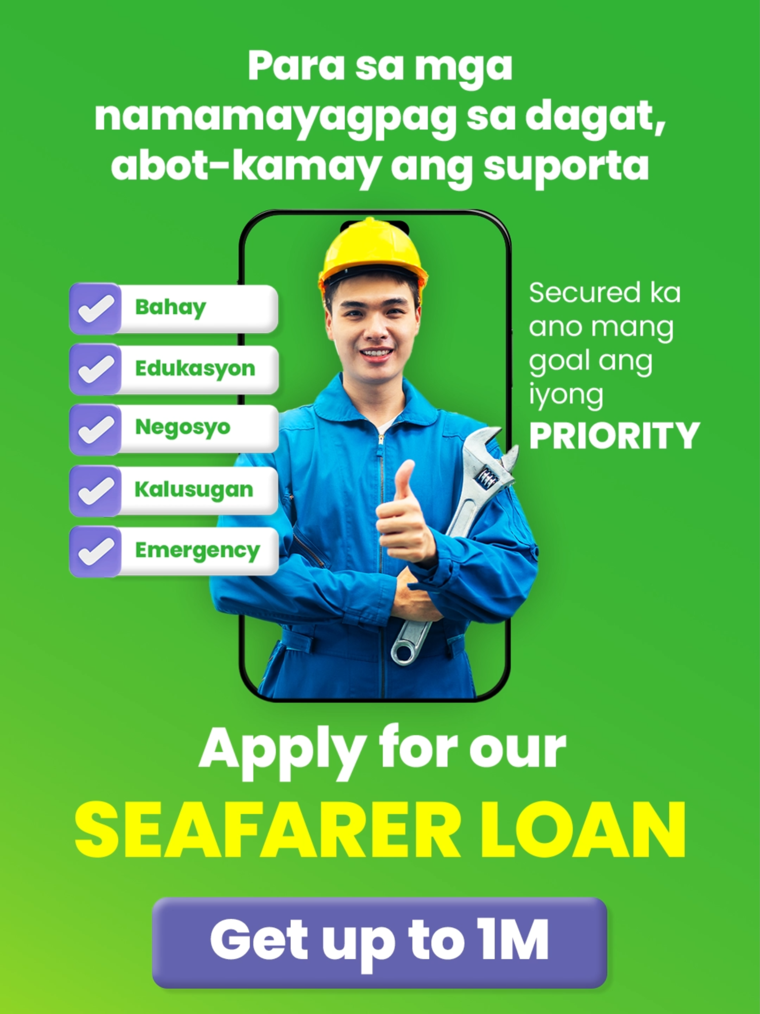 Ano man ang iyong LOAN PURPOSE at kanino mo man ito inaalay, makakasiguro ka na agad kang matutulungan ng Cepat Kredit. 💚 Apply na sa cepatkredit.com and receive your loan in 1-3 days! 💚 #fyp#foryou#SapatSaCepat#CepatKredit#seaman#Seafarer#SeamanLoan #LoansForSeafarer