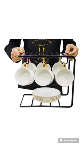 New Light Luxury Gold Rim Cup And Saucer Display Rack With Hooks With Holder Coffee Mug Storage Rack Only ₱217.00 - 256.68!#coffeecupandsaucer #tiktokfinds #affordanletiktokfinds #viralpost 