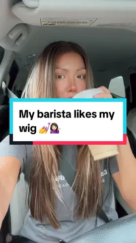 We love a supportive barista 🥹🫶🏼 #wig #wigreview #alopecia 